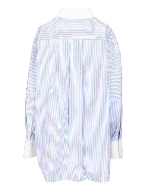 Striped Cotton Shirt Shirts Light-Donna di The Attico in Blue