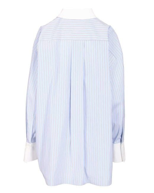 The Attico Blue Striped Cotton Shirt Shirts Light