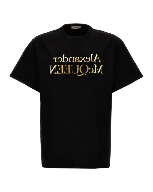 Alexander McQueen Black Logo Print T-Shirt for men