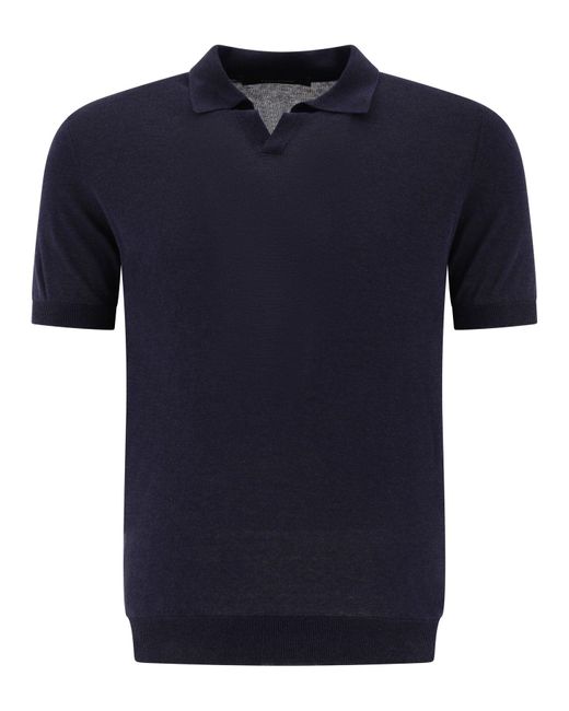 Tagliatore Blue Silk Polo Shirt for men