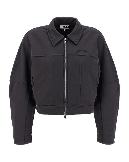 Ganni Black 'Heavy Terry Jersey' Bomber Jacket