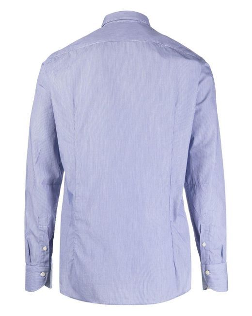 Tintoria Mattei 954 Blue Long-Sleeved Cotton Shirt for men