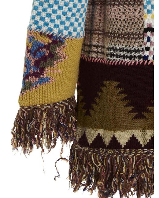 Etro Multicolor Fringe-detailed Crewneck Mini Knitted Dress