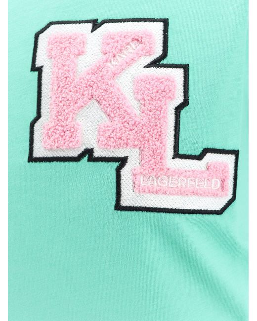 T-shirt in cotone organico con logo frontale di Karl Lagerfeld in Green