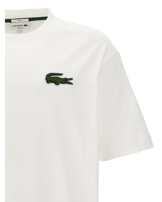Logo Patch T Shirt Bianco di Lacoste in White