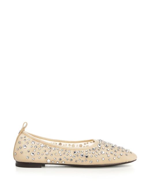 Tory Burch Natural Embellished Mesh Ballet Flats Scarpe Basse