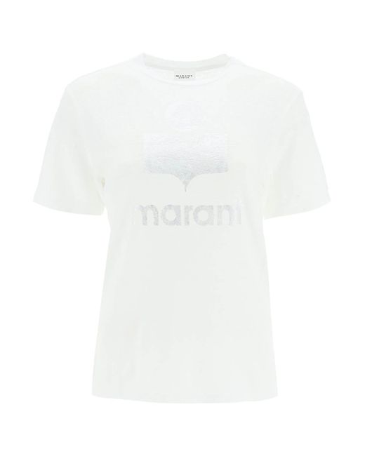 Isabel Marant White Isabel Marant Etoile 'zewel' T-shirt With Metallic Logo