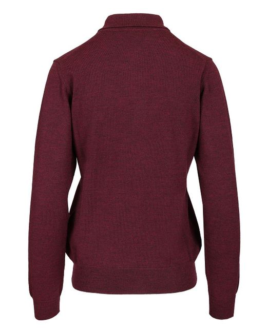 Etro Purple Wool Polo Shirt Knitwear Bordeaux