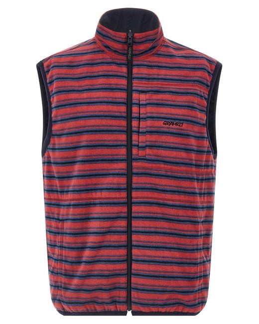 Gramicci Red Thermal Fleece Reversible Gilet for men