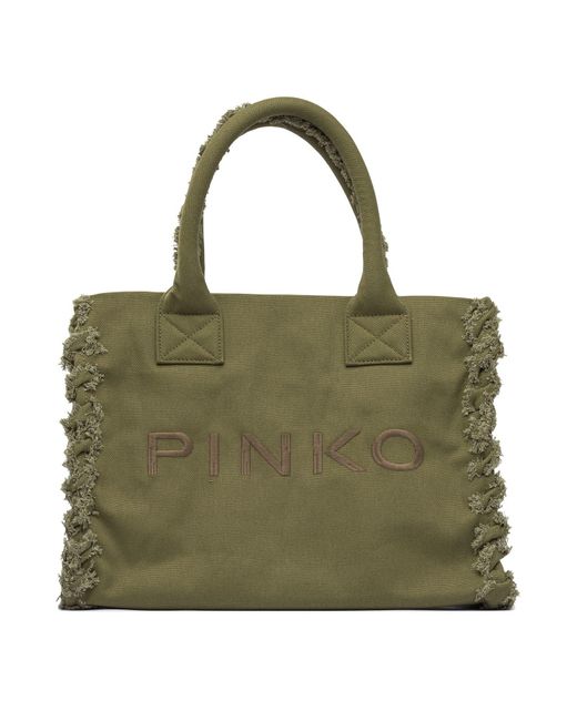 Pinko Green Medium 'Beach' Shopping Bag