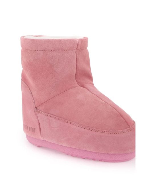 Moon Boot Pink Icon Low No Lace Suede Boots