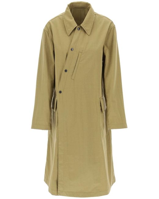 Lemaire Green Asymmetric Buttoned Trench Coat
