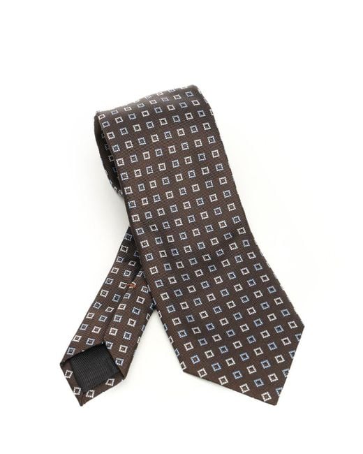 Jacquard Silk Tie Ties And Bow Ties Marrone-Uomo di Zegna in Gray da Uomo