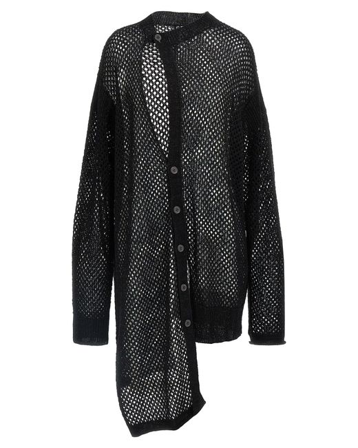 Yohji Yamamoto Black Asymmetrical Cardigan for men