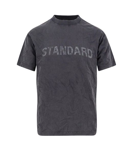 Balenciaga Gray Graphic Print Crew Neck Short Sleeve Top for men