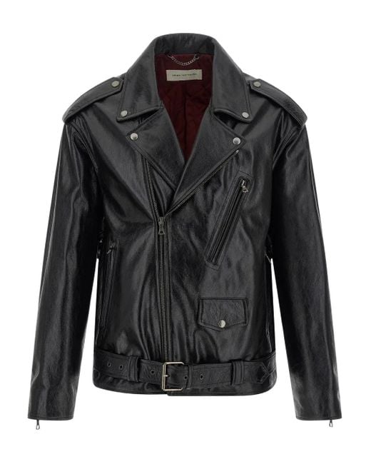 Dries Van Noten Black Belted Biker Jacket for men