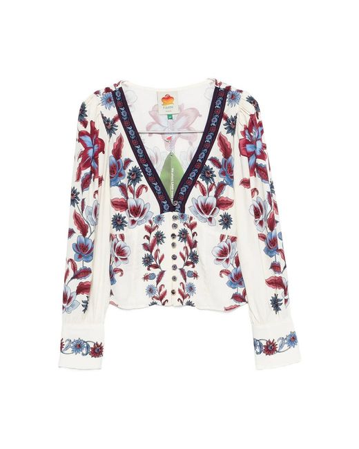 Farm Rio Blue Shirts White