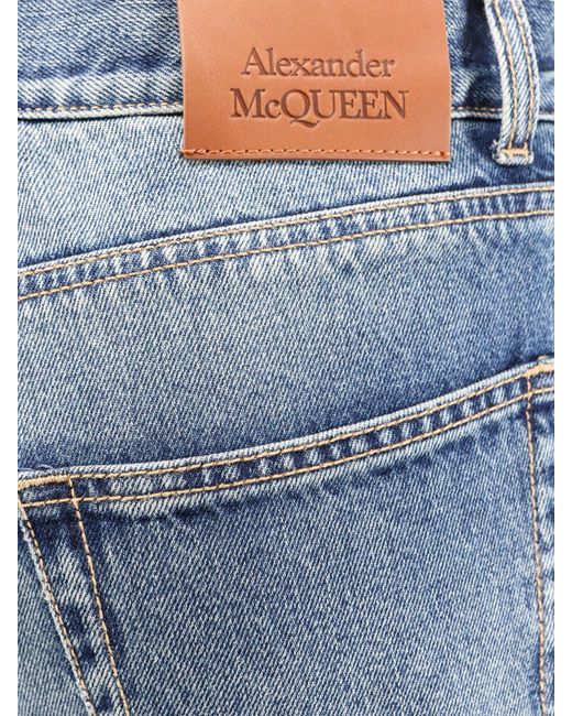 Jeans cinque tasche in cotone di Alexander McQueen in Blue da Uomo