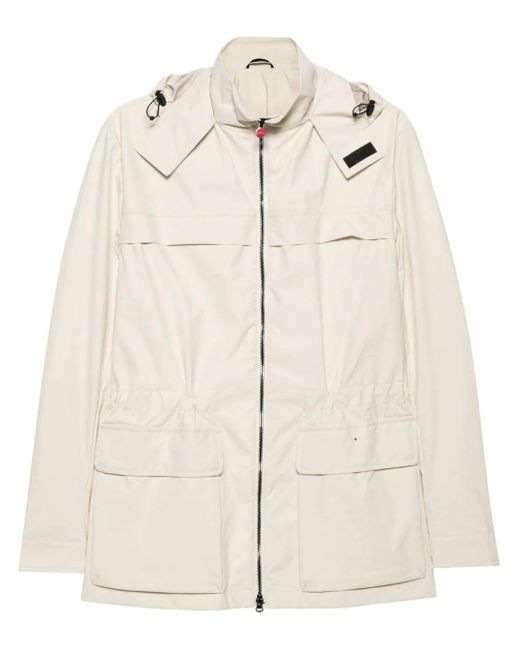 Kiton Natural Hooded Jacket With Embroidered Logo for men