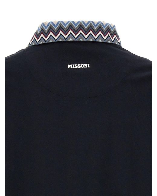 Missoni Blue Zigzag Collar Shirt Polo for men