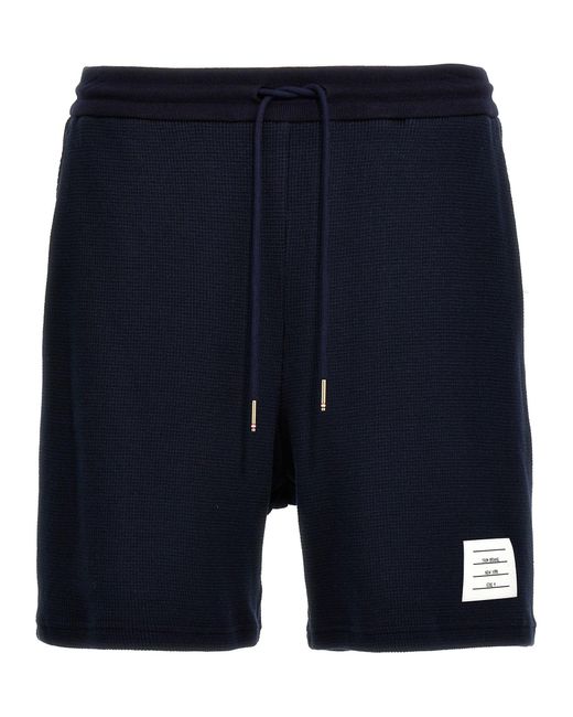 Cotton Knit Bermuda Shorts Bermuda, Short Blu di Thom Browne in Blue da Uomo