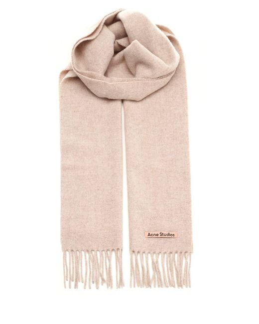 Acne Natural Wool Scarf Scarves And Foulards Multicolor