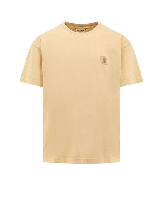 Carhartt Natural Cotton T-Shirt With Logo Patch for men