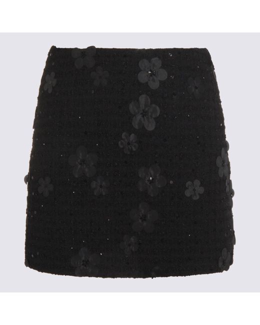 Twinset Black Skirts Boucle' Fiori Nero
