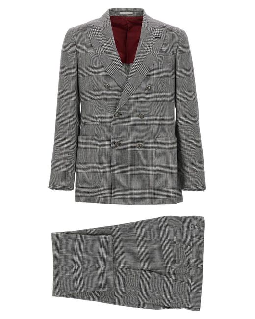 Brunello Cucinelli Gray Prince Of Wales Dress Completi White/black for men