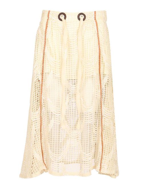 DURAZZI MILANO Natural Mesh Midi Skirt Skirts