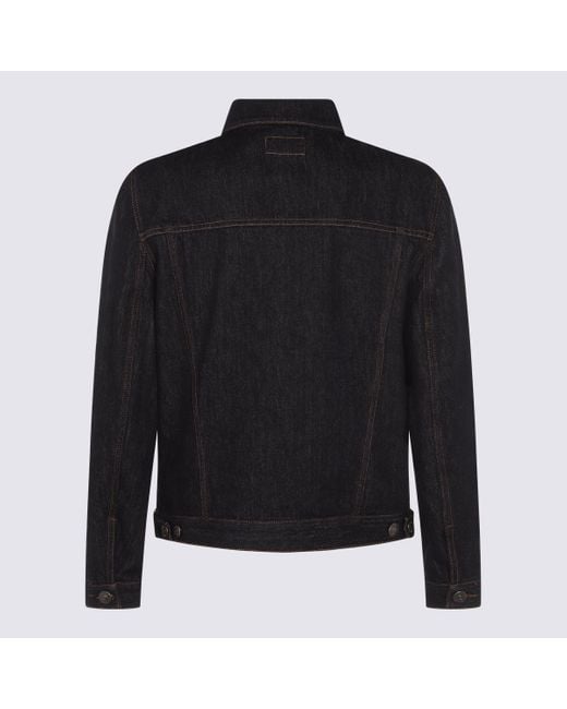 Brunello Cucinelli Black Dark Cotton Denim Jacket for men