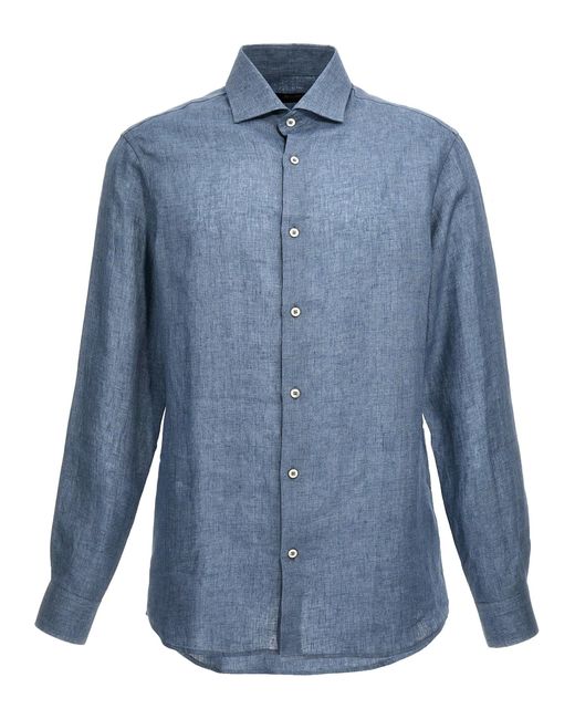 Linen Shirt Camicie Celeste di Moorer in Blue da Uomo