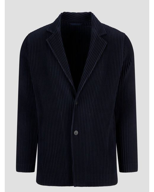 Homme Plissé Issey Miyake Blue Single-breasted Pleated Blazer for men