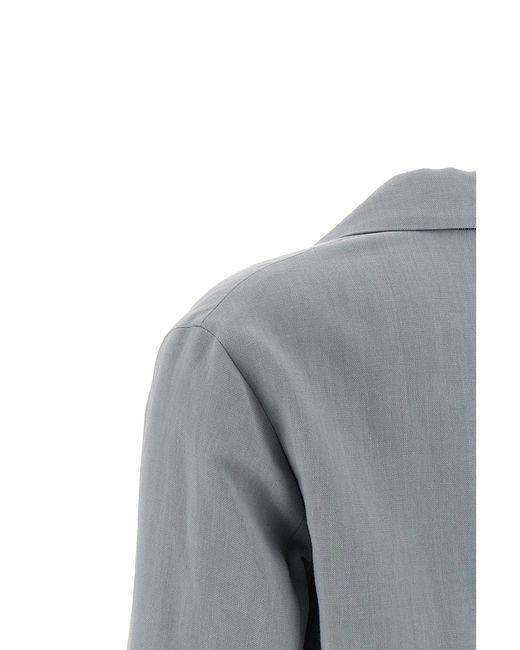 Brunello Cucinelli Gray Fluid Twill Set Blazer And Suits