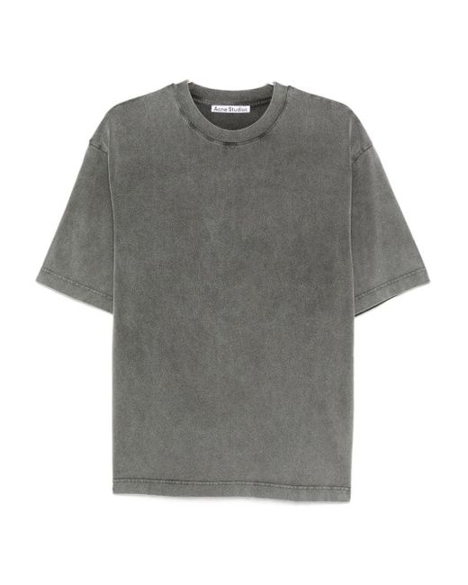 Acne Gray Logo Cotton T-Shirt
