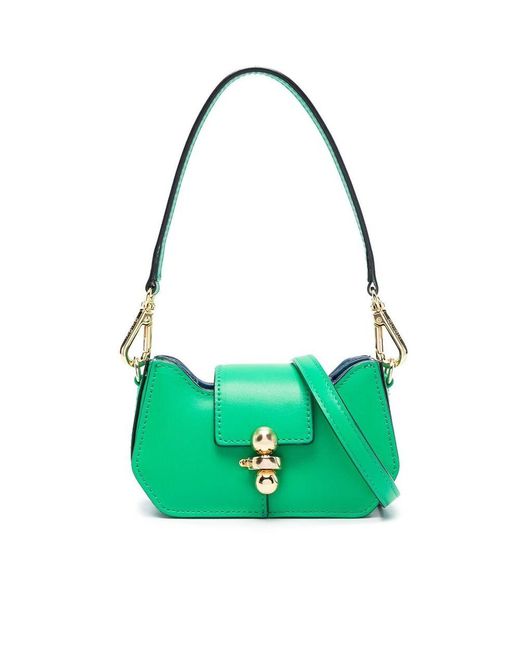 OUI OUI Green Leather Shoulder Bags