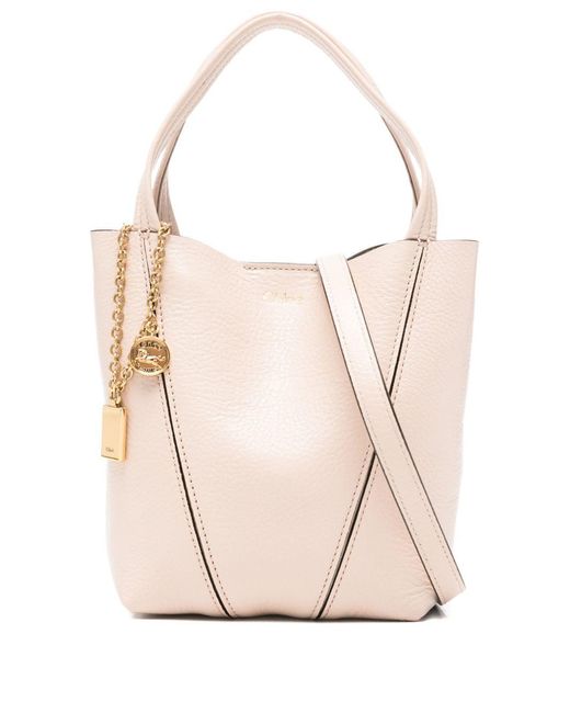 Chloé Spin Small Leather Tote-Donna di Chloé in Natural