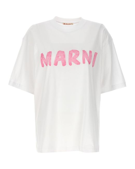Marni White Logo Print T-shirt