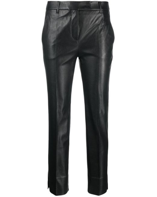 Incotex Gray Stretch Faux Leather Slim Fit Trousers