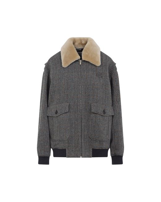 Slate Virgin Wool Blouson-Donna di Miu Miu in Gray