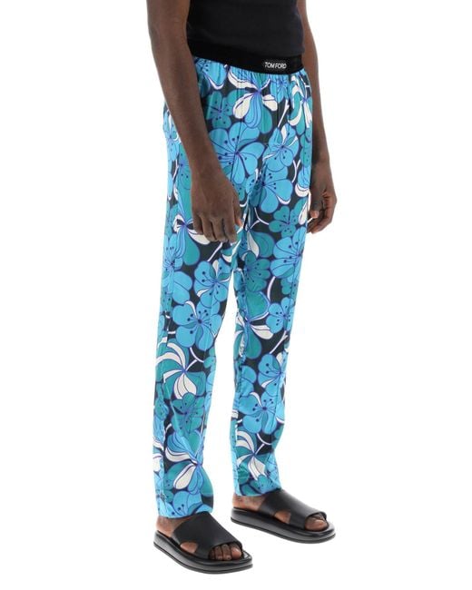 Tom Ford Pajama Pants In Floral Silk in Blue for Men | Lyst