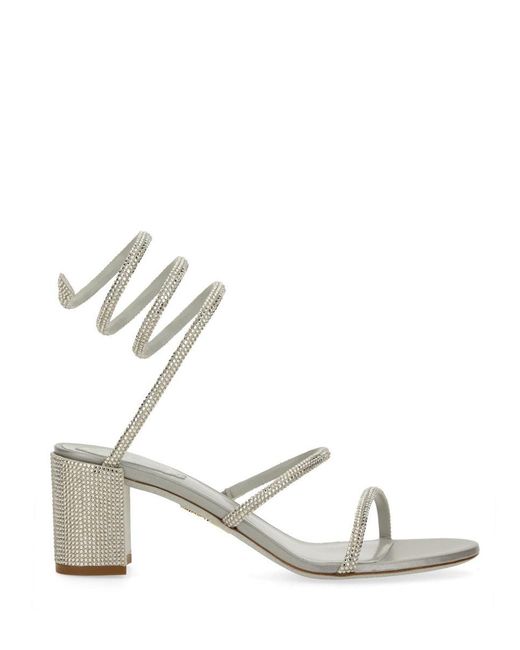 "Cleo" Sandal With Crystals-Donna di Rene Caovilla in White