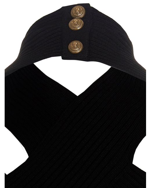 Balmain Black Geometric Knit Top
