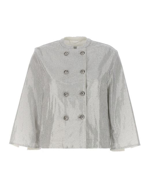 Rhinestone Blazer Jacket Blazer And Suits Silver di Ermanno Scervino in Gray