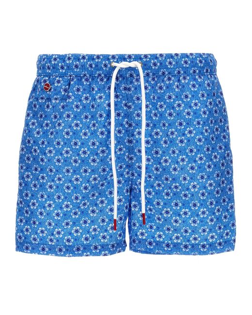 Kiton Blue Floral Printed Swimsuit Beachwear for men