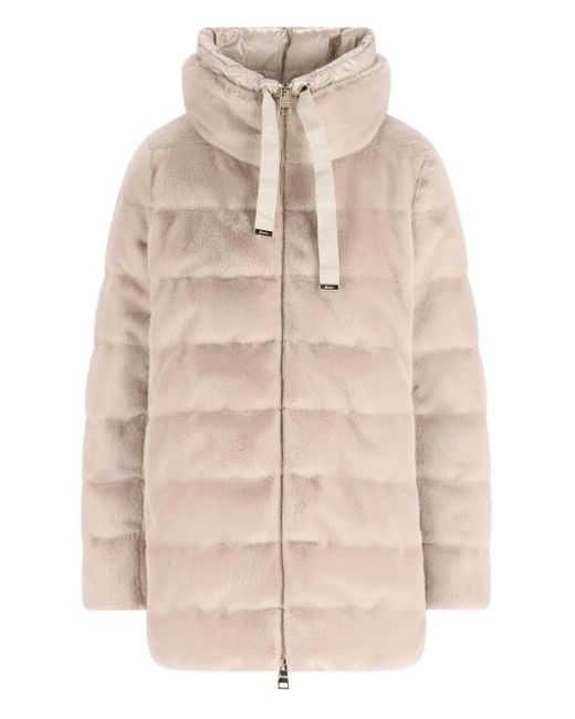 Herno Natural Faux Fur High Neck Down Jacket