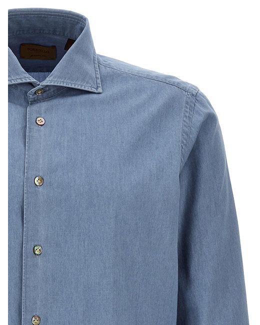 Borriello Blue Chambray Shirt Shirt, Blouse for men