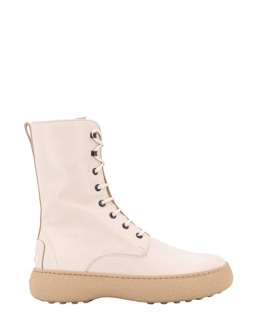 Tod's Natural Stivaletto Stringato Ankle Boots