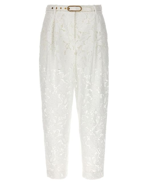 Zimmermann White 'Natura Cropped Barrell' Trousers