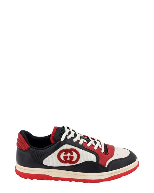 Gucci White Leather And Nylon Sneakers With Gg Logo for men